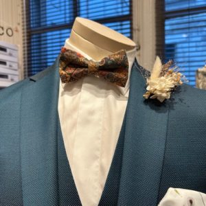 Costume 3 pièces vert fil blanc